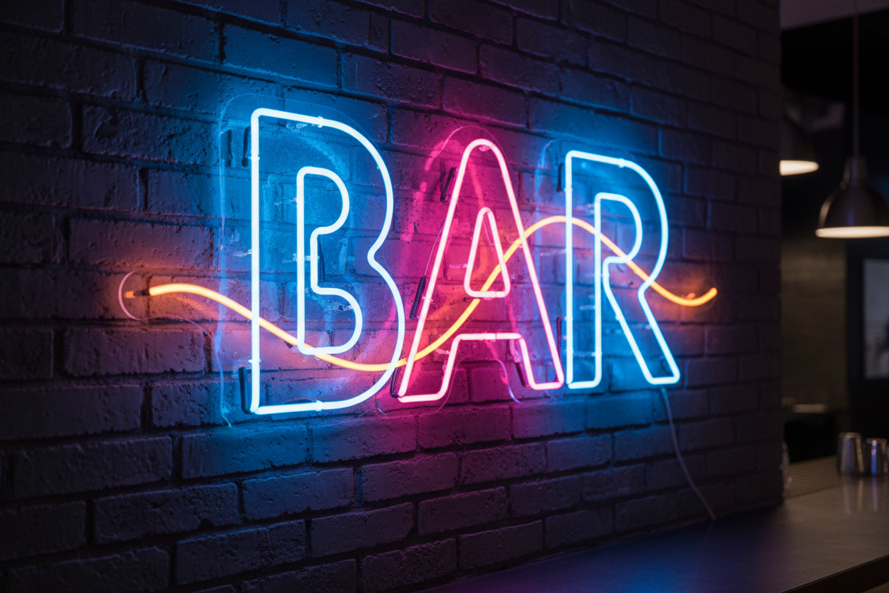 Scritta neon bar